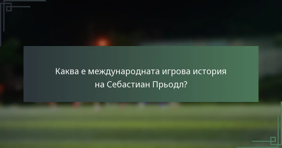 Каква е международната игрова история на Себастиан Прьодл?