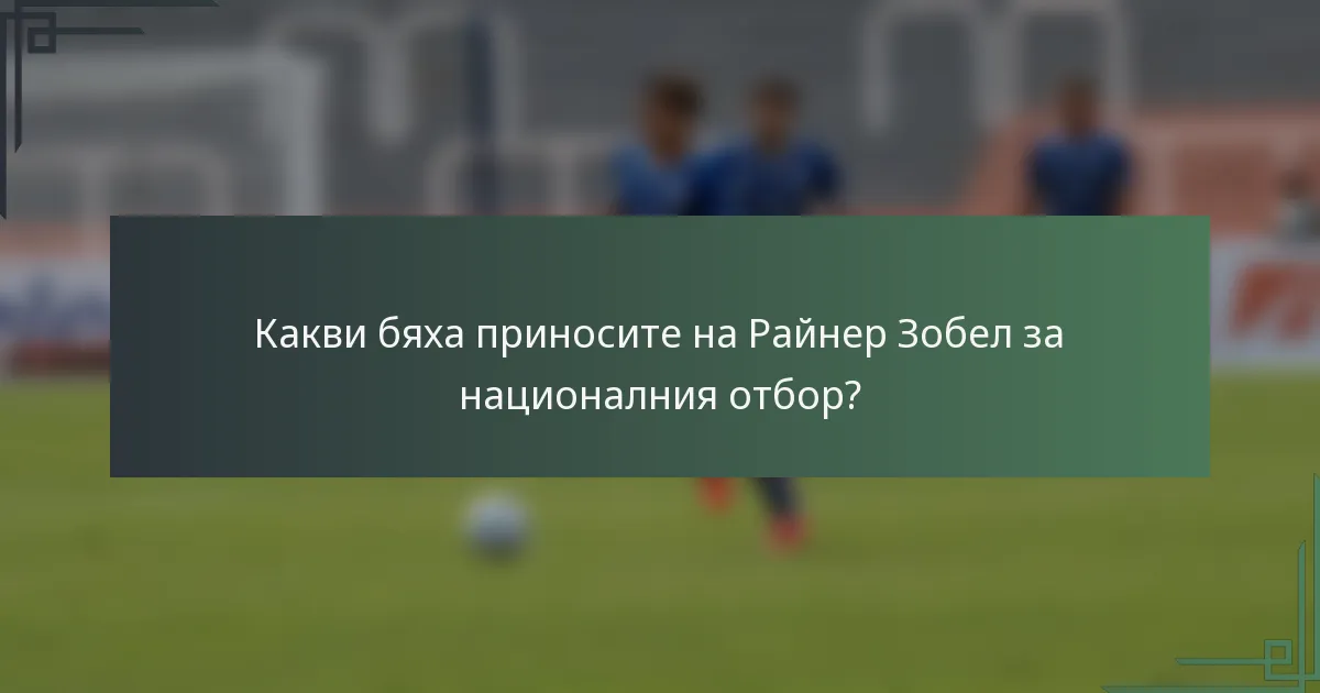 Какви бяха приносите на Райнер Зобел за националния отбор?