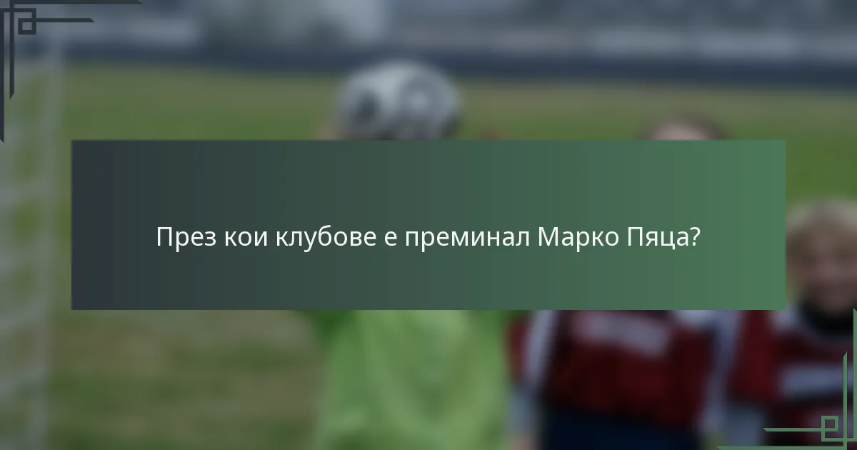 През кои клубове е преминал Марко Пяца?