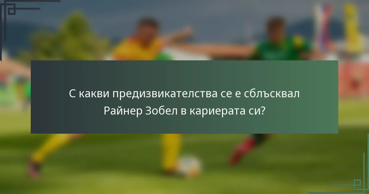 С какви предизвикателства се е сблъсквал Райнер Зобел в кариерата си?